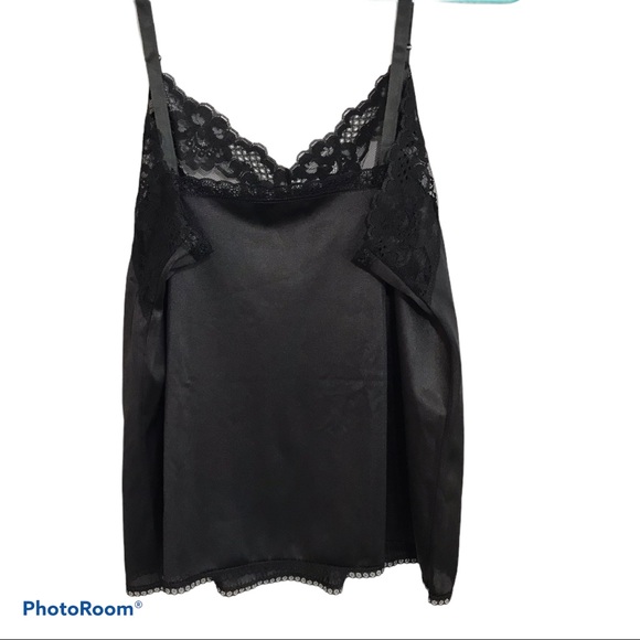 Camisole Top Black with Lace Slip Vintage Tank Top - Picture 3 of 6